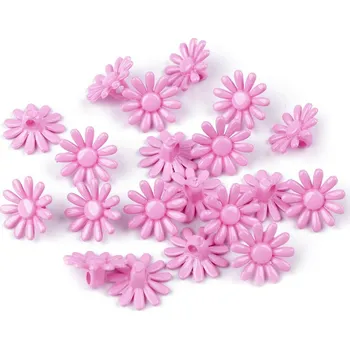 Knoflík Plastové knoflíky / korálky květ Ø15 mm, barva 2 růžová sv.