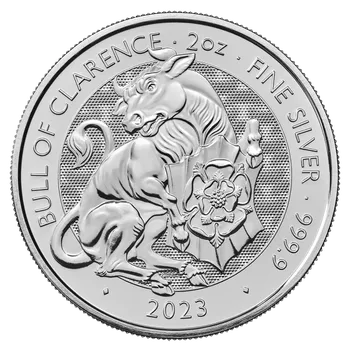 Stříbrná investiční mince Tudor Beasts The Bull of Clarence 2 Oz 2023