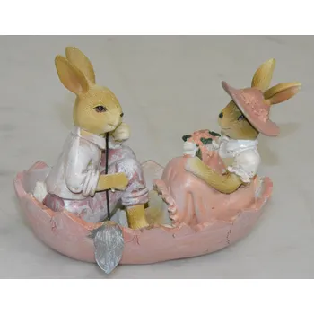 Zajíci na loďce - krásná dekorace