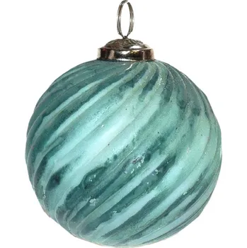 Vánoční ozdoba Tyrkysová skleněná vánoční koule – 7x7 cm