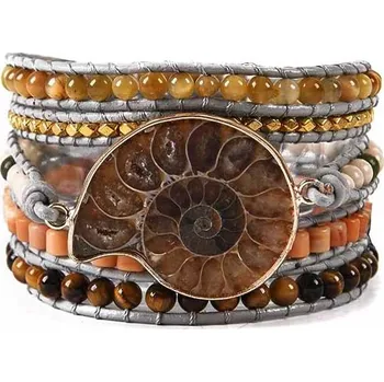 Náramek Wrap náramek síly a odhodlání - amonit