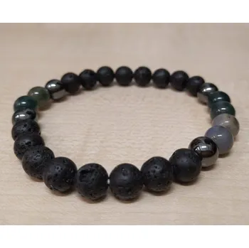 Náramek Pánský náramek - láva - hematit - mechový achát