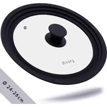 Poklice Univerzální skleněná poklice 24, 26 a 28 cm - DIVORY (Skleněná poklice s odstupňovaným silikonovým okrajem 24, 26 a 28 cm - DIVORY)