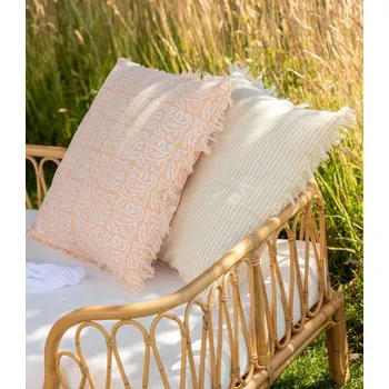 Dekorativní polštářek 4ks lososový bavlněný polštář s třásněmi Indi Zalm - 56*56*2,5cm