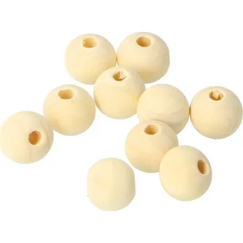 Dětské navlékací korálky Natana dřevěné kulaté korálky 10 mm 10 ks