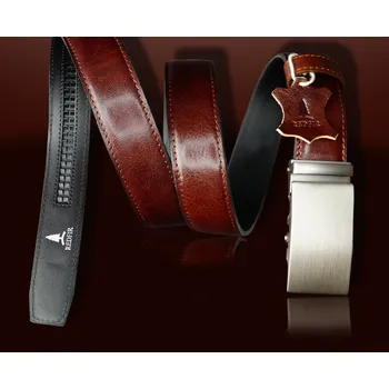 Opasek Pánský kožený hnědý opasek Euphory se sponou Silver brushed