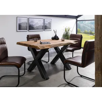 Jídelní stůl Jídelní stůl Palisandr 160x90x77 přírodní mořený / X-nohy antracit lesklý METALL 5