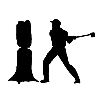 Samolepící dekorace SAMOLEPKA Dřevorubec 005 levá sekat kmen (01 - černá) NA AUTO, NÁLEPKA, FÓLIE, POLEP, TUNING, VLASTNÍ TEXT, TISK, AUTOSAMOLEPKY.cz, POLEPY, OBRÁZEK, LOGO, SAMOLEPKY