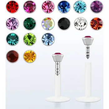 Piercing Piercingate Labreta s kamínkem PLA00286 - Barva/Motiv: Růžová, Délka tyčky: 10 mm