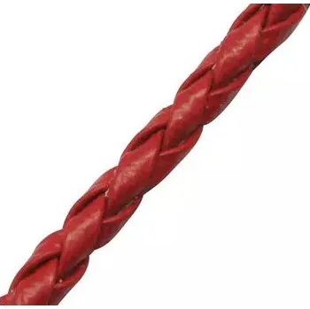 Materiál na výrobu šperku Kožená šňůrka splétaná z umělé kůže, průměr 3mm, metráž červená