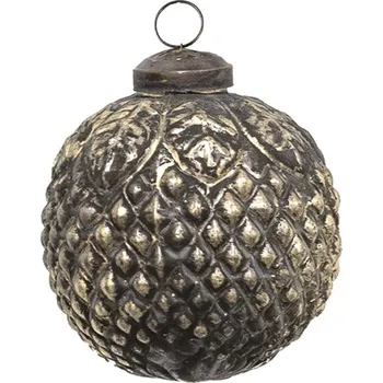 Vánoční ozdoba Měděno-černá antik skleněná vánoční koule – 7x7 cm
