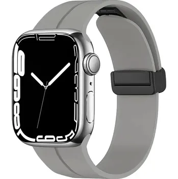 Příslušenství k chytrým hodinkám Silikonový řemínek s nastavitelnou magnetickou sponou pro Apple Watch 42/44/45/46/49mm Barva: Šedá, Typ: 14