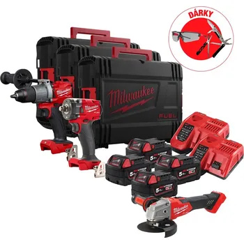 Sada nářadí MILWAUKEE Sada aku nářadí M18 FPP3T3-504X, 4x5.0Ah + Dárek