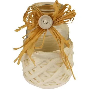 Velikonoční dekorace Vázička s bílou rafií S0020