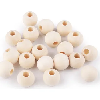 Dětské navlékací korálky Dřevěný korálek Ø18 mm s větším průvlekem- natural