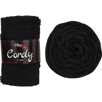 Příze Vlna-hep Cordy 3mm - šňůra bavlna Cordy 3mm: 8001 Černá