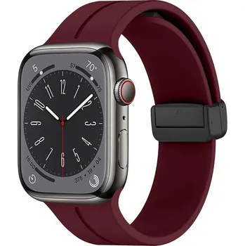 Příslušenství k chytrým hodinkám Silikonový řemínek s nastavitelnou magnetickou sponou pro Apple Watch 38/40/41/42mm Barva: Vínová, Typ: 9
