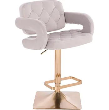 Barová židle Barová židle Ardal Diamonds velur světle šedá - základna zlatá