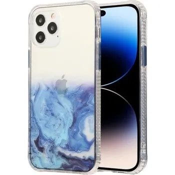 Pouzdro na mobilní telefon Mramorovaný kryt odolný proti poškrábání pro iPhone 14 Pro Max - modrý