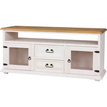 Konferenční stolek Rustikální TV stolek WHITE HOME RTV09 Barevné provedení: Bílý vosk K17 - hnědý vosk K15