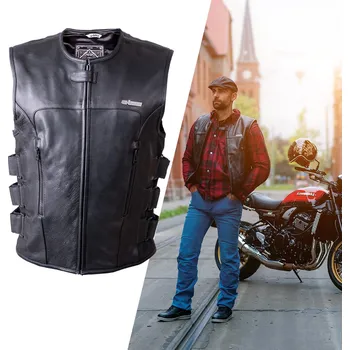 Moto vesta W-TEC Kožená moto vesta Trabacho černá - 4XL