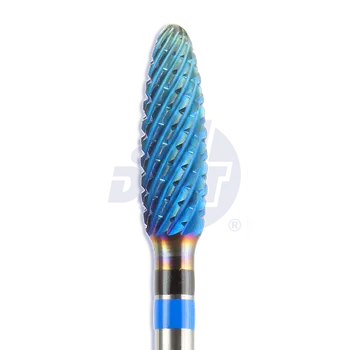 Příslušenství k frézce tvrdokovová fréza Spiral Cut s rovnou čepelí na kov potažená BLUE-LINE, plamen, špičatý | do násadce | 500 104 274 QCS 040