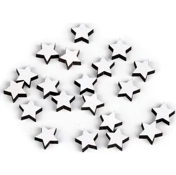 Vánoční dekorace Dřevěná hvězda mini k nalepení Ø10 mm, barva 1 bílá přírodní