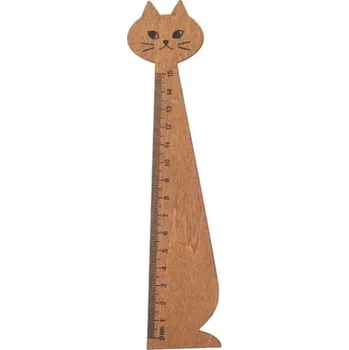pravítka Dřevěné pravítko kočka - černá (15cm)
