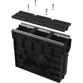 Odvodňovací žlab Venkovní žlabová vpust pro AVZ103 s kovovým rám Alcadrain (Alcaplast) em a kompozitním roštem C250 AVZ103R-R403