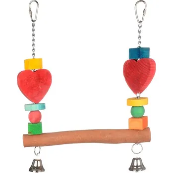 Hračka pro ptáka Dřevěná houpačka pro exoty se zvonky