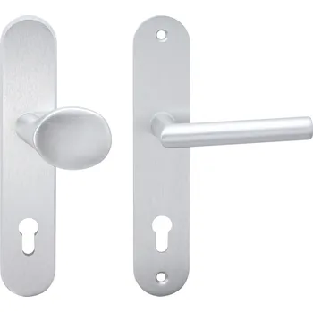 Dveřní kování COBRA BEZP.K. TOWER S KLIKOU VISION Provedení: PZ LI/RE (klika oboustranná/koule), Povrch: F1 - stříbrný elox, Rozteč: 72 mm