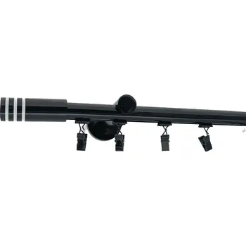 Garnýž Kovovégarnýže.cz Garnýž broadway Malibu 19 mm černá lesklá Varianta jednořadá nebo dvouřadá: Dvouřadá, Uchycení látky: jezdec s háčkem, Délka garnýže Broadway: 300 cm