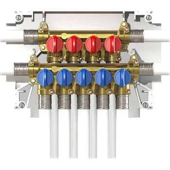 Vodovodní potrubí Rozdělovač studené a teplé vody - s kulovými uzávěry na výstupech - DN 10, 5+4 IVAR.K 4.3