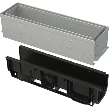 Odvodňovací žlab Venkovní žlab Alcadrain (Alcaplast) štěrbinový s asymetrickým revizním nástavcem 100 mm, pozinkovaná ocel AVZ101S-R121R