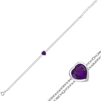 Náramek Olivie Stříbrný náramek FIALOVÉ SRDCE 7359 Ag 925; ≤1,6 g.