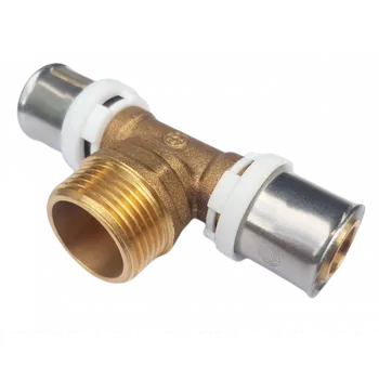rozdělovač topení T-kus lisovací pro AL-Pex 20 x 1/2" x 20 vnější závit