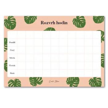 Hodiny Canli Rozvrh hodin Monstera (A4)