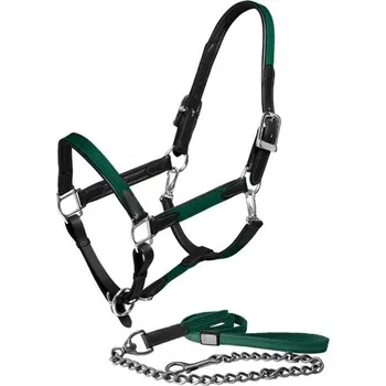 EQUESTRIAN STOCKHOLM Set kožené ohlávky s vodítkem Equestrian Stockholm, sycamore green COB