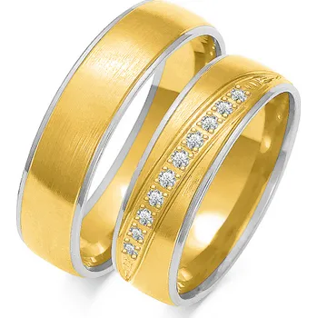 Prsten SOFIA zlatý dámský snubní prsten ZSOE-162WYG+WG-CZ