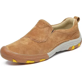 Pánské mokasíny Semišové pánské boty prodyšné a pohodlné loafers Barva: Hnědá, Velikost: 38