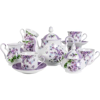 Čajová souprava Mary-Anne, Čajová souprava 15-ti dílná, vzor Fialky, Leander
