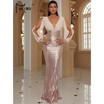 Dámské šaty Dámské plesové šaty LissCord LC1175 Barva: Růžovo-Zlatá, Velikost: M