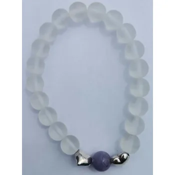 Náramek Náramek se srdíčky ledový s Achátem 5 (Náramek se srdíčky)