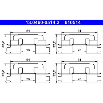 Přislušenství brzdového systému Sada příslušenství, obložení kotoučové brzdy ATE (13.0460-0514.2)