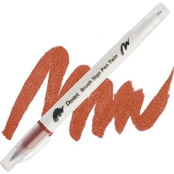 PENTEL Touch Brush Sign Pen TWIN, hnědý