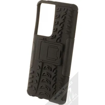 Pouzdro na mobilní telefon 1Mcz Tread Stand odolný ochranný kryt se stojánkem pro Samsung Galaxy S21 Ultra celočerná (all black)