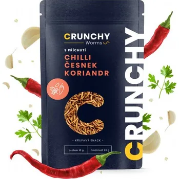 Sušené maso Crunchy Worms s příchutí CHILLI, ČESNEK A KORIANDR 20 g