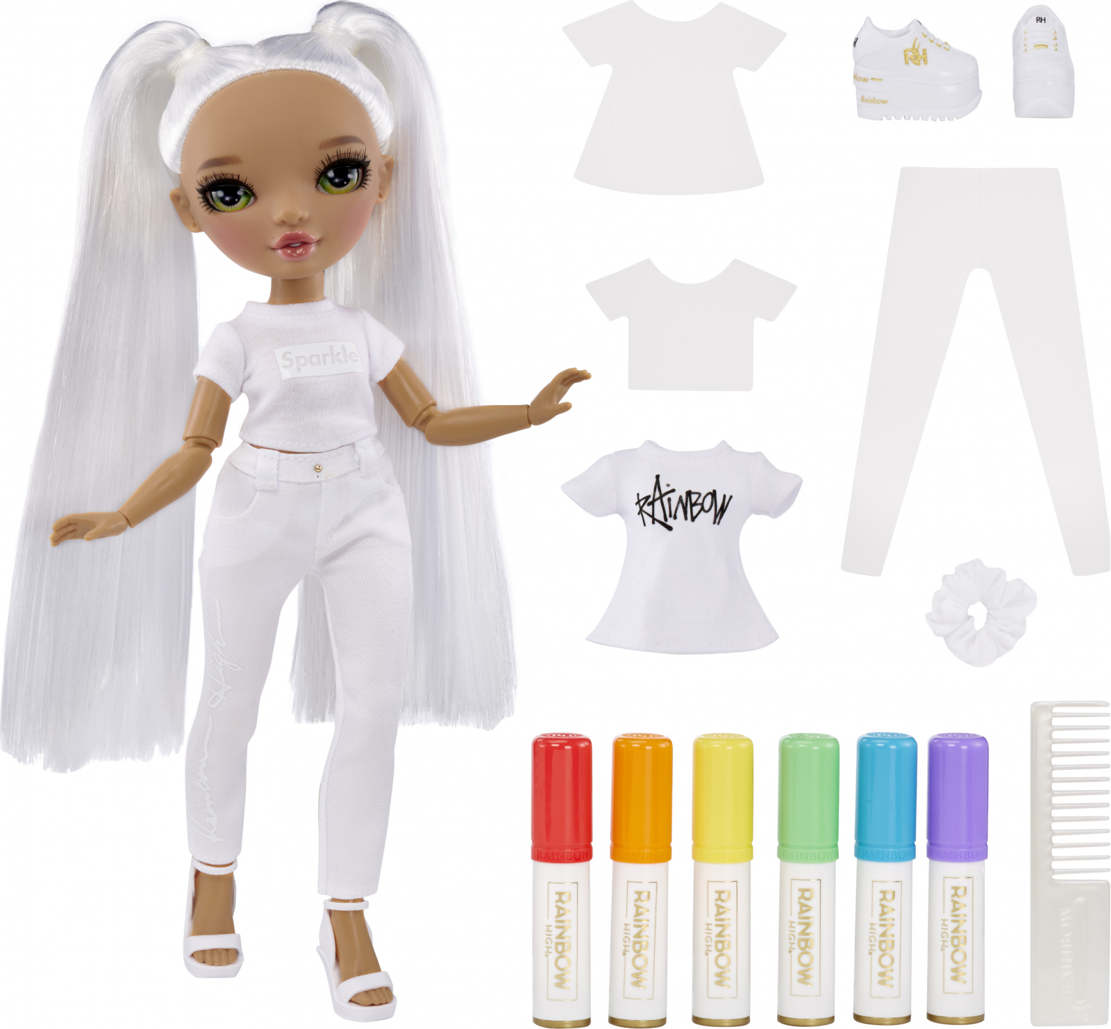 foto Panenka MGA Rainbow High Color&Create Fashion DIY Doll zelené oči