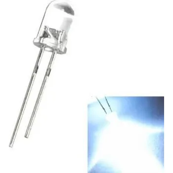 Polovodič LED dioda HSEC kulatá 5mm, bílá s vysokým jasem