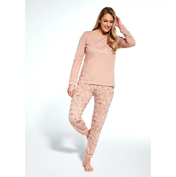 Dámské oblečení Cornette pyžamo dámské 160/349 SMILE - béžová, L (Dámské pyžamo dlouhé)